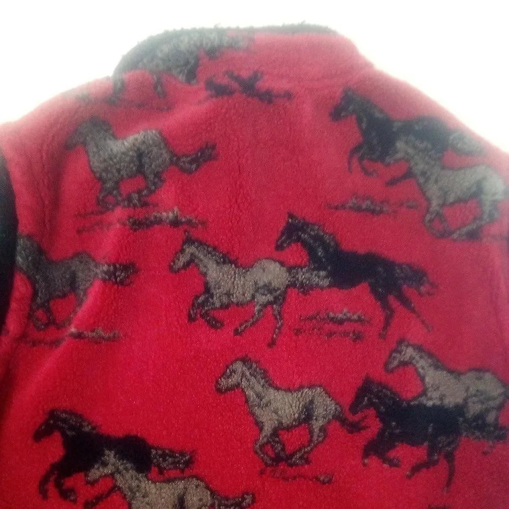 Vintage Black Mountain Horses AOP Fleece Zipper Jacket - Picture 11 of 11